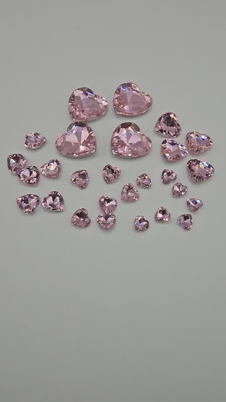 Heart Pointed Back Gems Jewels Pink Rhinestone 10mm 12mm 14mm 18mm 27mm