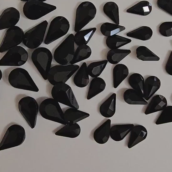 Point Pear Pointed Back Gems Jewels  Black Opaque  Rhinestone 6x10mm 8x13mm