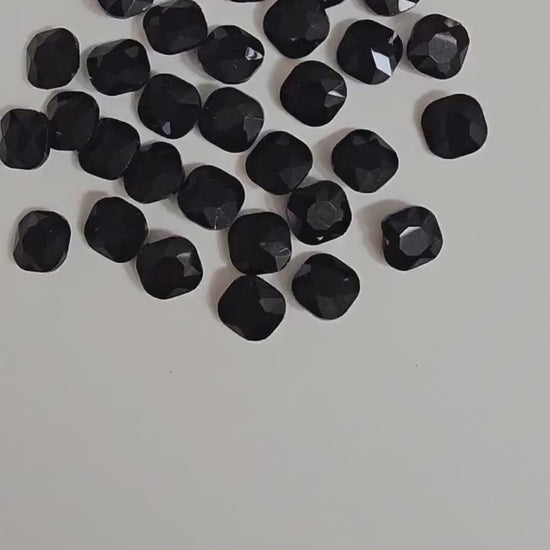 20 pcs Square Pointed Back Gems Jewels Opaque Black Rhinestone  12mm