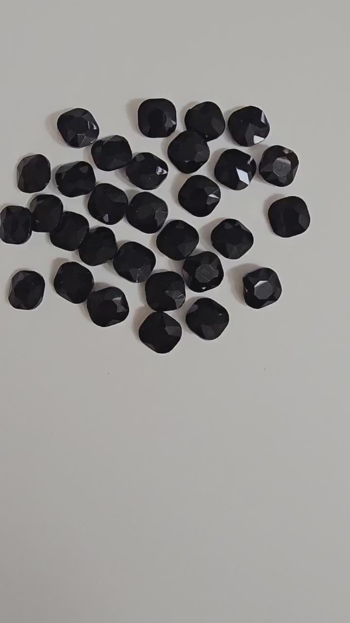 20 pcs Square Pointed Back Gems Jewels Opaque Black Rhinestone  12mm