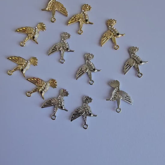 10/25/50 Pcs Hummingbirds Rhinestone Silver Gold Tone Charm, Charms   #CM123
