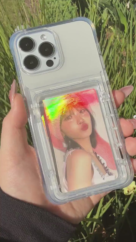 Clear Transparent Photocard Holder Flip Open Cardholder Phone Case iPhone 11/12/13/14/15/16/16e Plus Pro Max