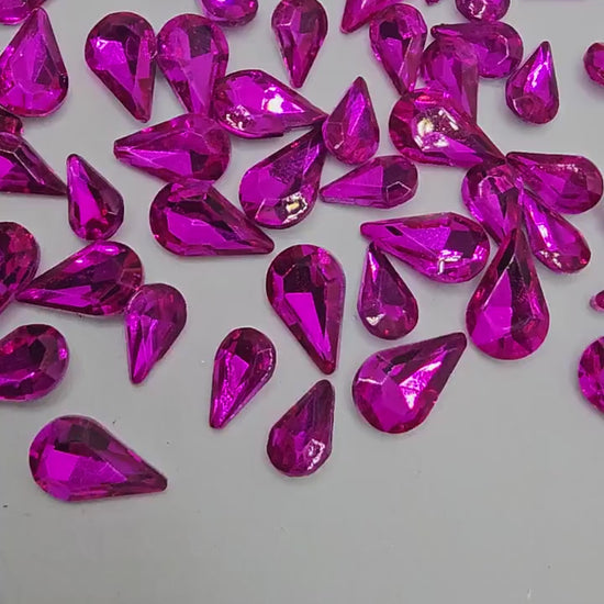 Slim Navette Pointed Back Gems Jewels Hot Pink Rhinestone  6x12mm 7x15mm 9x18mm
