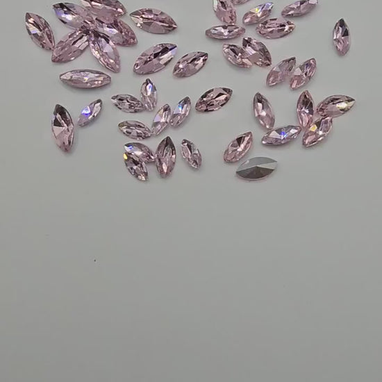 Slim Navette Pointed Back Gems Jewels Pink Rhinestone 5x10mm 6x12mm 7x15mm