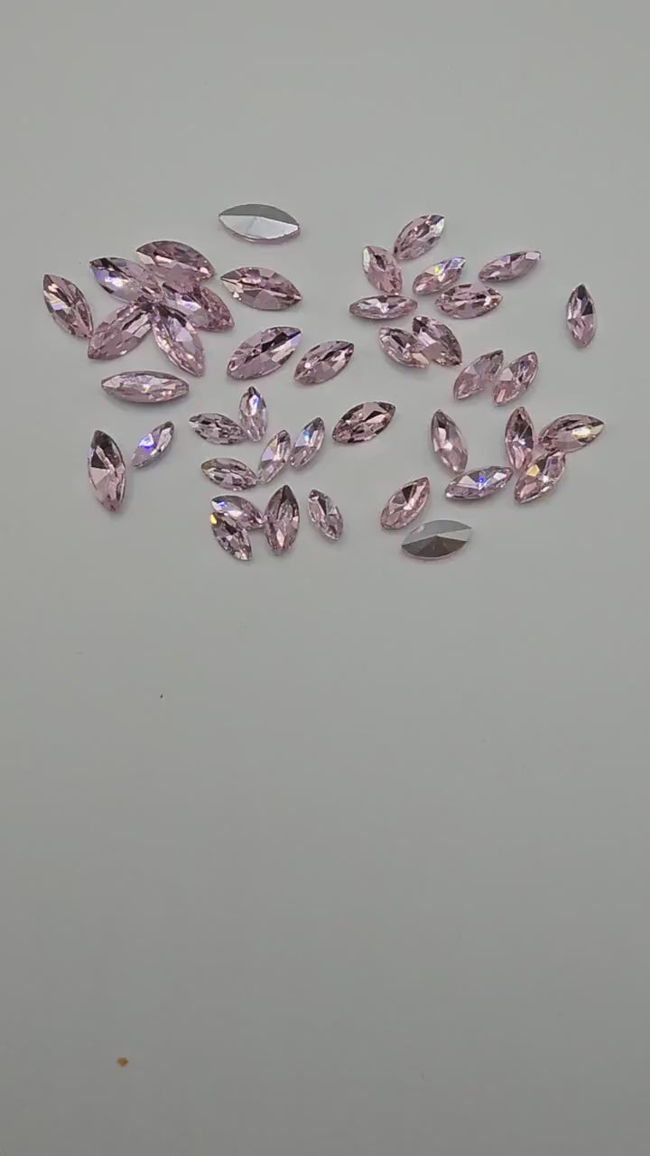 Slim Navette Pointed Back Gems Jewels Pink Rhinestone 5x10mm 6x12mm 7x15mm