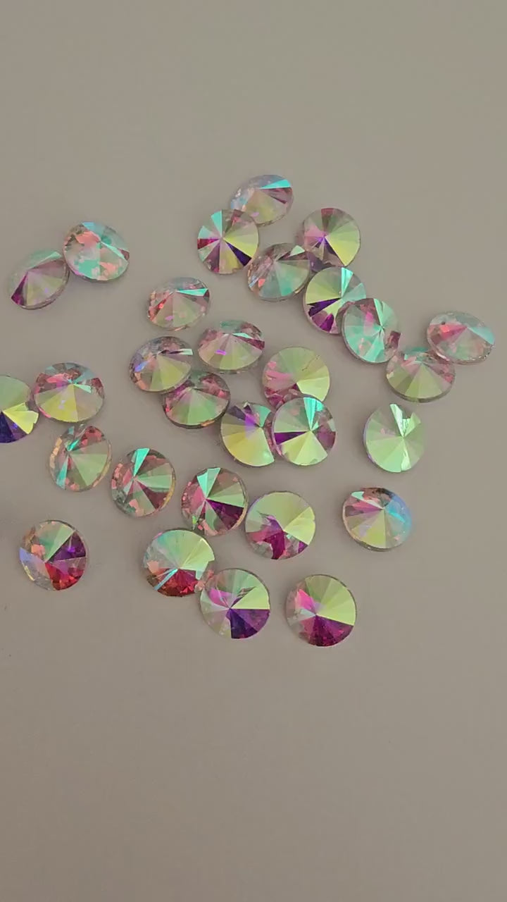 Cone Round Pointed Back Gems Jewels AB Crystal  Rhinestone 10mm 12mm 14mm 16mm