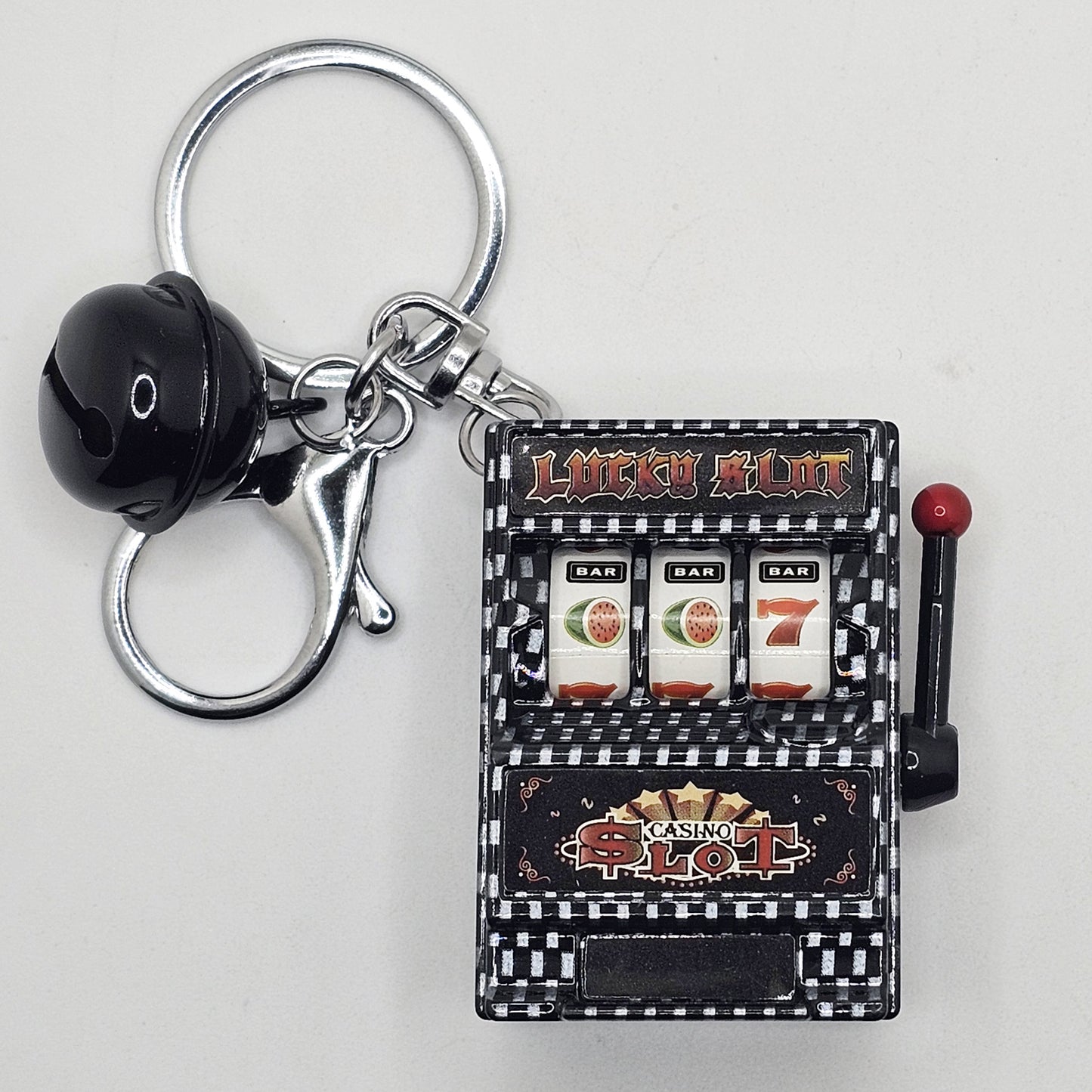 Miniature Realistic Slot Machine Bell Charms Key Chain Key Ring 1 Pc
