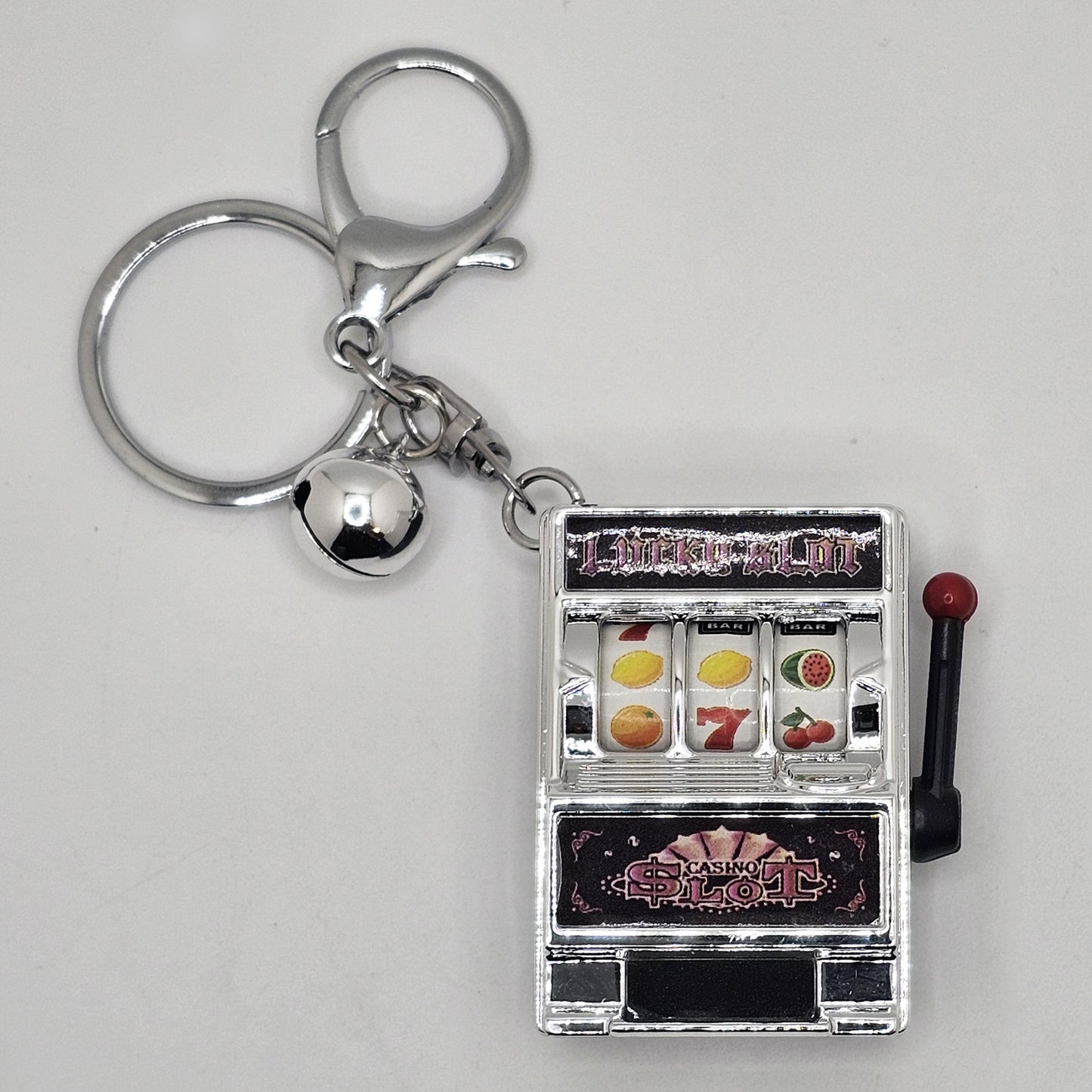 Miniature Realistic Slot Machine Bell Charms Key Chain Key Ring 1 Pc