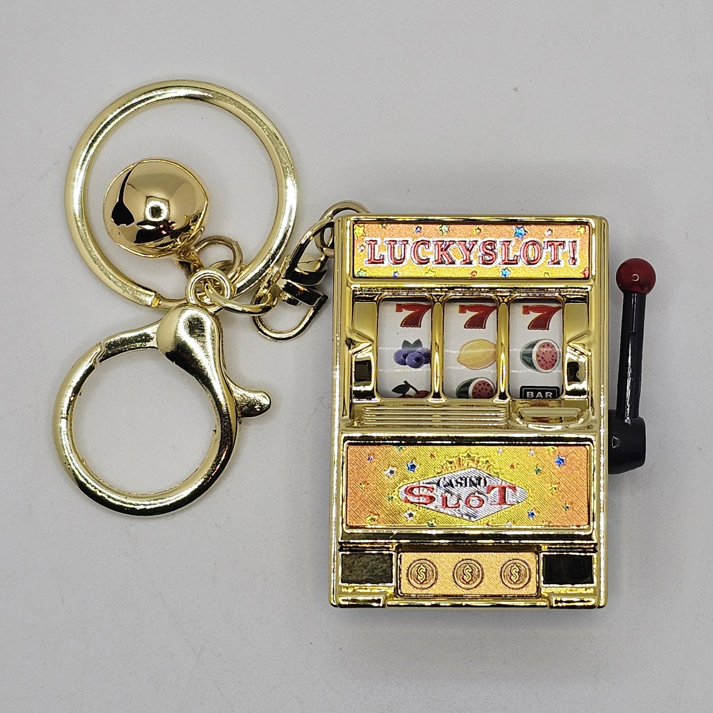 Miniature Realistic Slot Machine Bell Charms Key Chain Key Ring 1 Pc