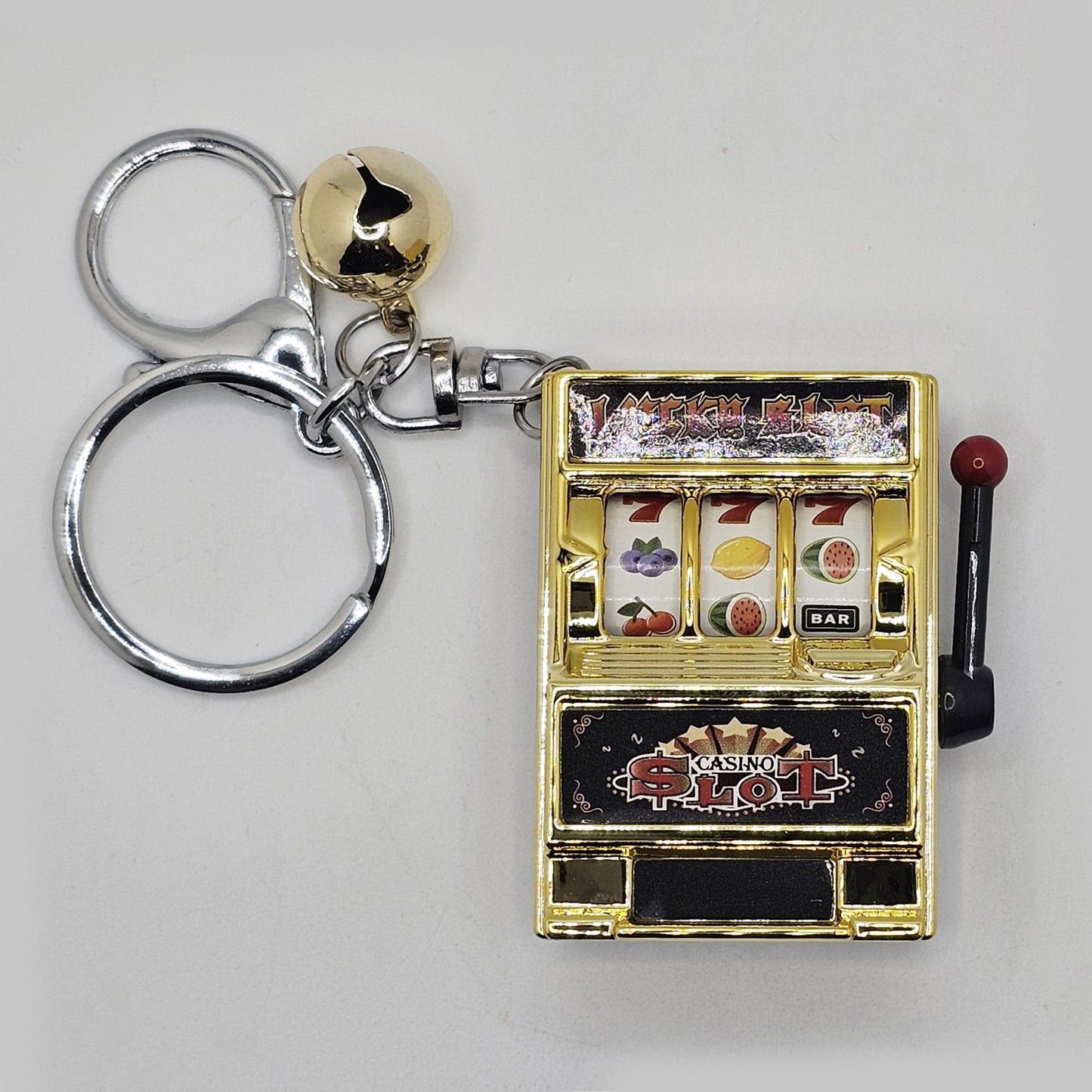 Miniature Realistic Slot Machine Bell Charms Key Chain Key Ring 1 Pc